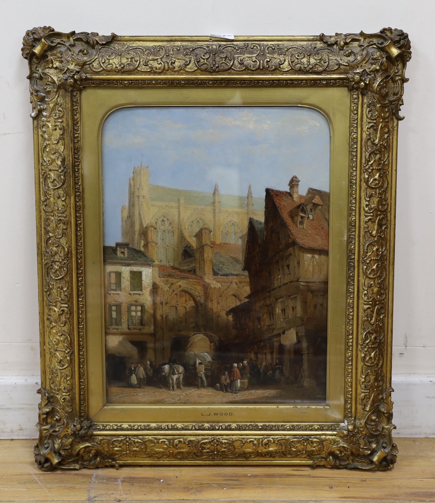 Lewis John Wood RI (1813-1901), oil on board, 'Church of St Nicolas, Rouen', signed verso and dated 1852, 40 x 30cm.